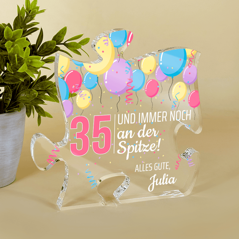 35 Jahre an der Spitze – Luftballons - Druck auf Glas - das Puzzle, personalisiertes Geschenk zum Geburtstag - Adamell.de