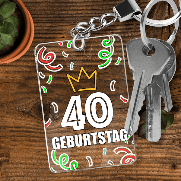 40. Geburtstag Set - Krone, Schärpe & Schlüsselanhänger