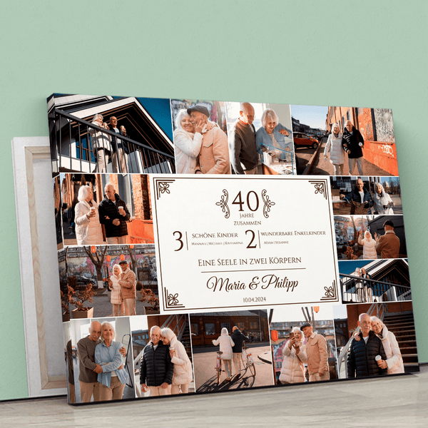 40 gemeinsame Jahre - Druck auf Leinwand, personalisiertes Geschenk für Paar - Adamell.de