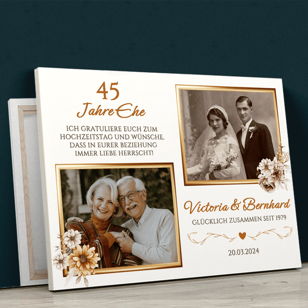 45 Jahre Ehe - Druck auf Leinwand, personalisiertes Geschenk für Paar - Adamell.de