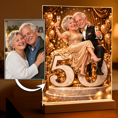 Geschenk zum Jahrestag für Paare – Porträt auf Acrylglas "Goldene Momente"