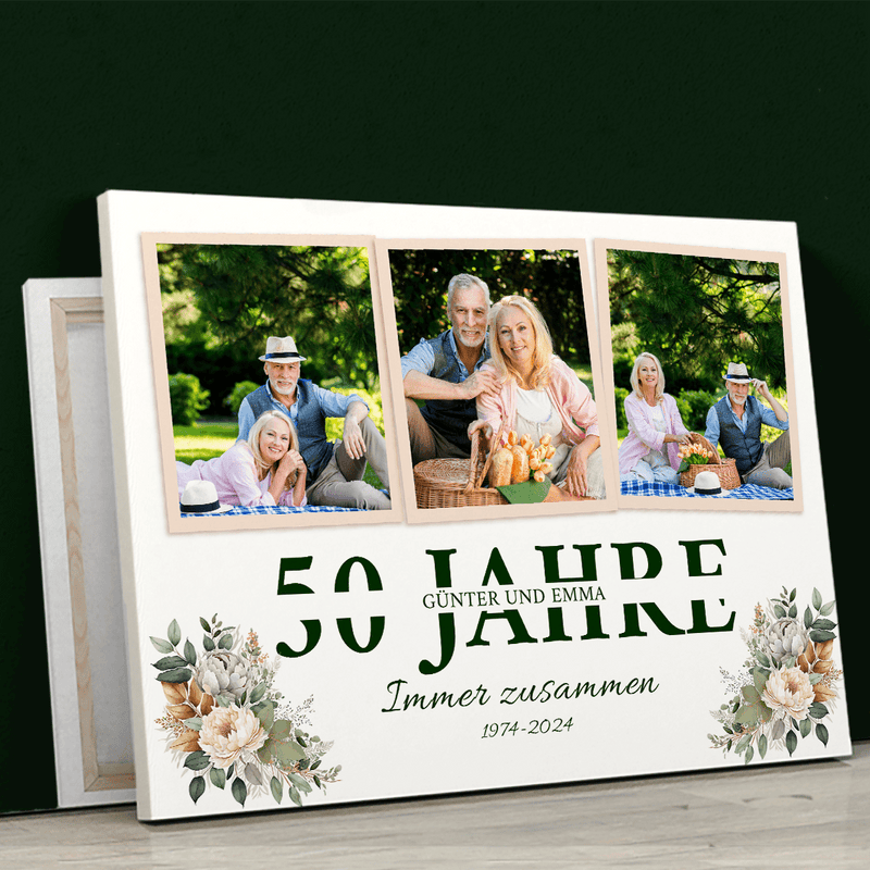 50 Jahre zusammen - Druck auf Leinwand, personalisiertes Geschenk für Paar - Adamell.de