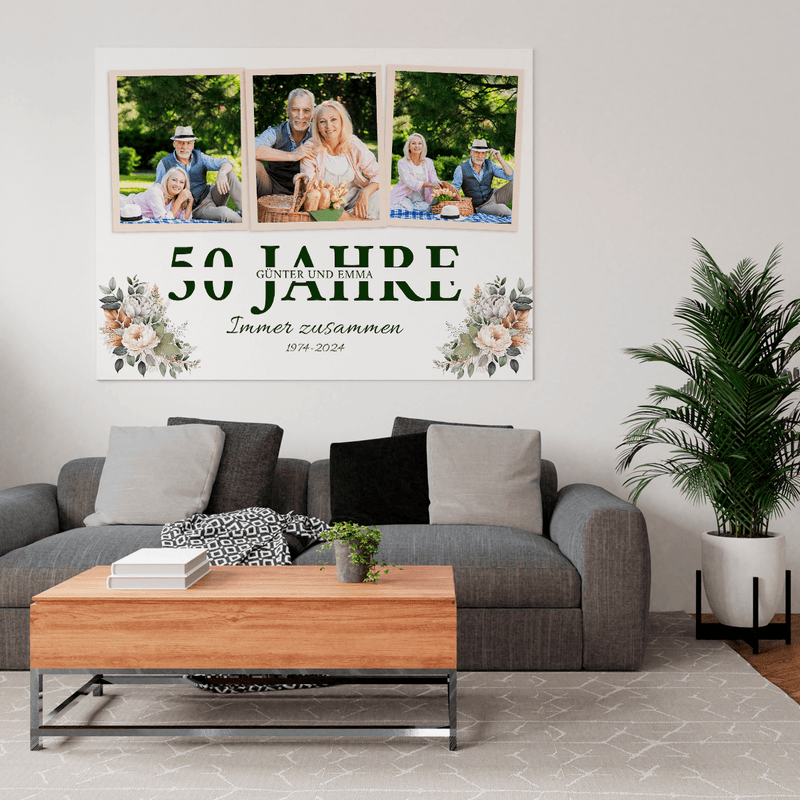 50 Jahre zusammen - Druck auf Leinwand, personalisiertes Geschenk für Paar - Adamell.de