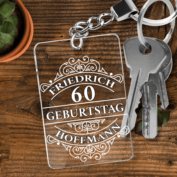 60. Geburtstag - Schlüsselanhänger, personalisiertes Geschenk für Mann - Adamell.de