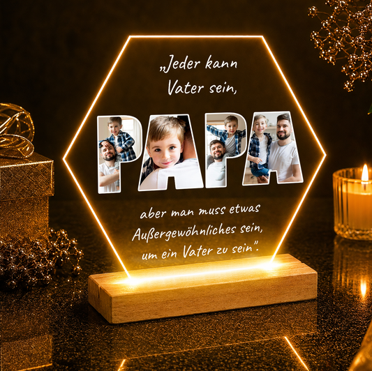 Inschrift PAPA Collage - Druck auf Glas, personalisiertes Geschenk für Papa