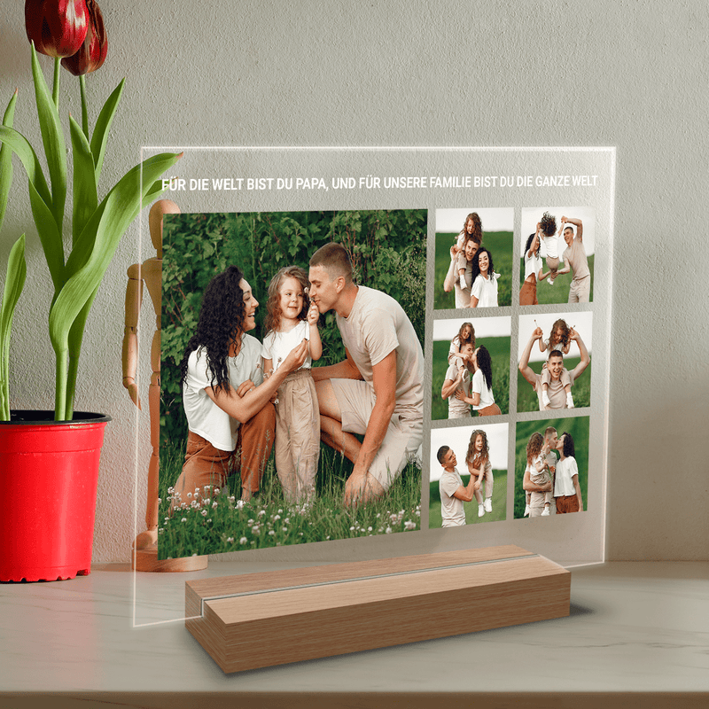 7 Familienfotos mit Papa - Druck auf Glas, personalisiertes Geschenk für Papa - Adamell.de