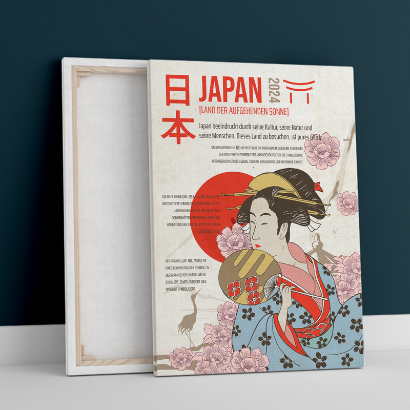 Symbole Japans - Druck auf Leinwand, personalisiertes Geschenk für Frau