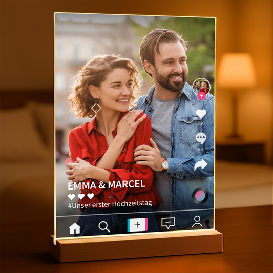 Foto des Paares tik tok - Druck auf Glas, personalisiertes Geschenk für Paar