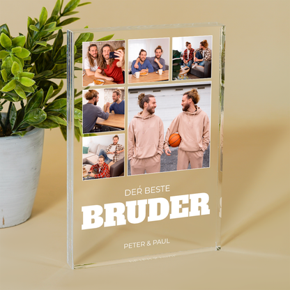 Der beste Bruder Namen + Foto - Druck auf Glas, personalisiertes Geschenk für Bruder