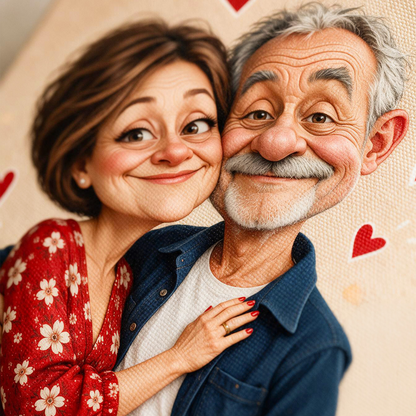 Fotoleinwand Porträt Karikatur der Großeltern — Geschenk für Oma und Opa