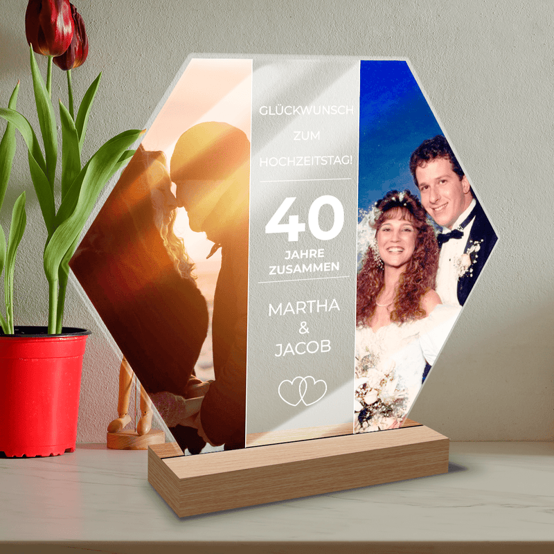 Alles Gute zum Hochzeitstag - Druck auf Glas, personalisiertes Geschenk für Paar - Adamell.de