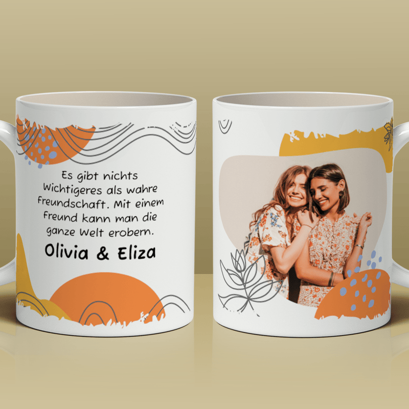 Anhänger + 2x Tasse bedruckt FREUNDE Box 3 in 1 - Geschenkset, personalisiertes Geschenk für Freundinnen - Adamell.de