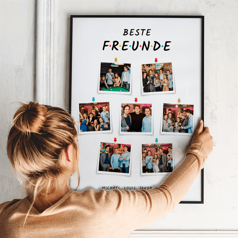 Aufschrift Beste Freunde + Fotos - Poster, personalisiertes Geschenk für Freund - Adamell.de