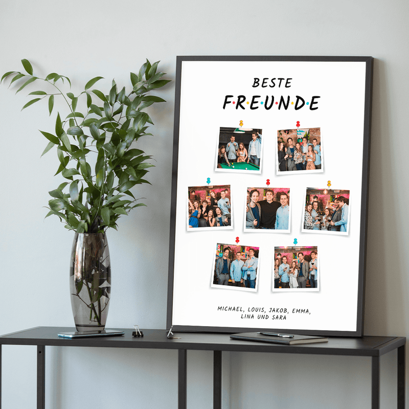 Aufschrift Beste Freunde + Fotos - Poster, personalisiertes Geschenk für Freund - Adamell.de