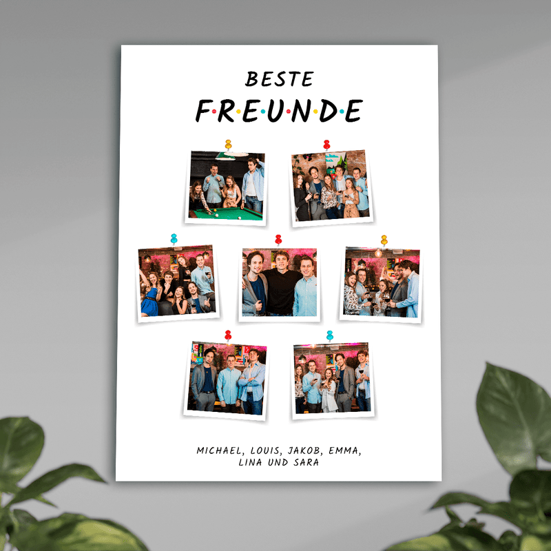 Aufschrift Beste Freunde + Fotos - Poster, personalisiertes Geschenk für Freund - Adamell.de