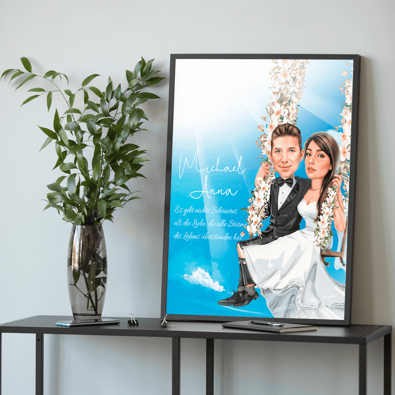 Außergewöhnliche Liebe Illustration - Poster, personalisiertes Geschenk für Paar - Adamell.de