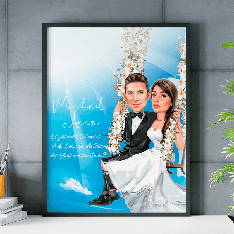 Außergewöhnliche Liebe Illustration - Poster, personalisiertes Geschenk für Paar - Adamell.de