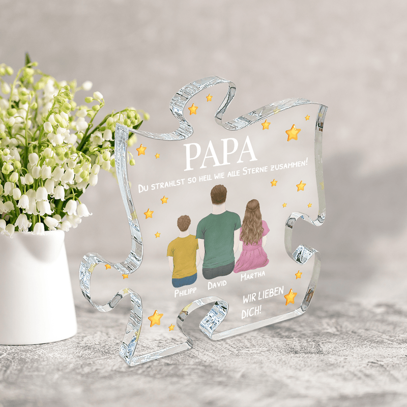 Außergewöhnlicher Papa - Druck auf Glas - das Puzzle, personalisiertes Geschenk für Papa - Adamell.de