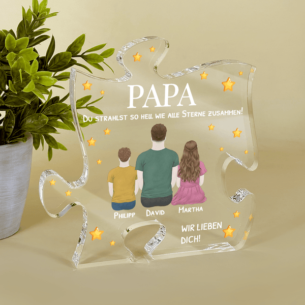 Außergewöhnlicher Papa - Druck auf Glas - das Puzzle, personalisiertes Geschenk für Papa - Adamell.de