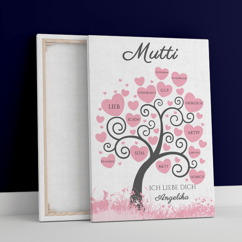 Baum der Liebe - Leinwanddruck, personalisiertes Geschenk für Mama - Adamell.de