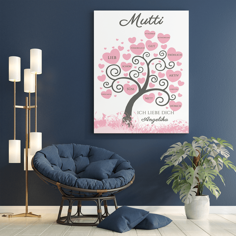 Baum der Liebe - Leinwanddruck, personalisiertes Geschenk für Mama - Adamell.de