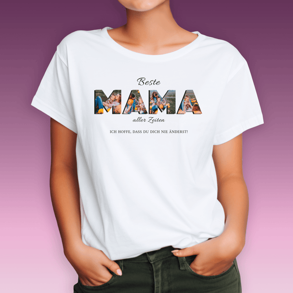 Bedrucktes Damen - T - Shirt BESTE MUTTER - personalisiertes Geschenk für Mama - Adamell.de