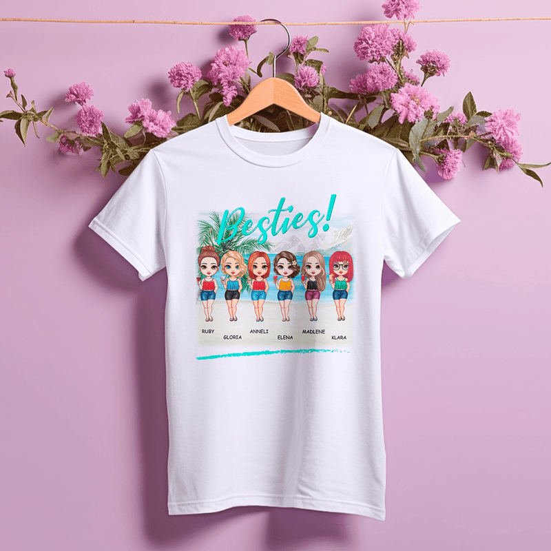 Bedrucktes Damen T-Shirt BESTIES - personalisiertes Geschenk für Freundin - Adamell.de