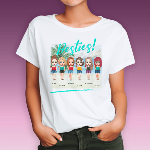 Bedrucktes Damen T-Shirt BESTIES - personalisiertes Geschenk für Freundin - Adamell.de