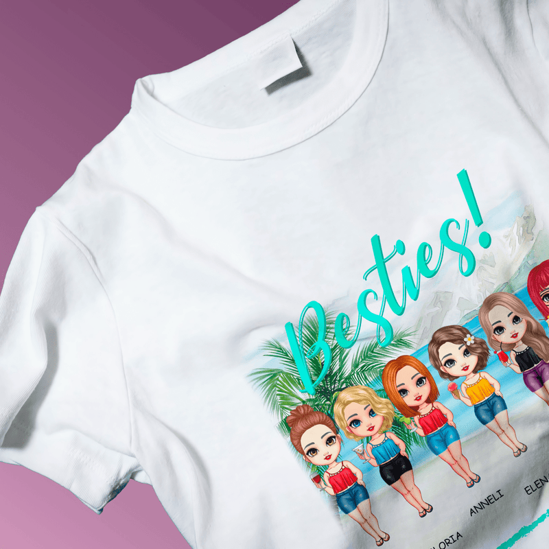 Bedrucktes Damen T-Shirt BESTIES - personalisiertes Geschenk für Freundin - Adamell.de