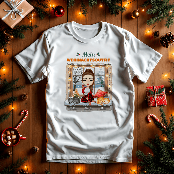 Bedrucktes Damen T-Shirt CLIPART MERRY CHRISTMAS - personalisiertes Geschenk für Frau - Adamell.de