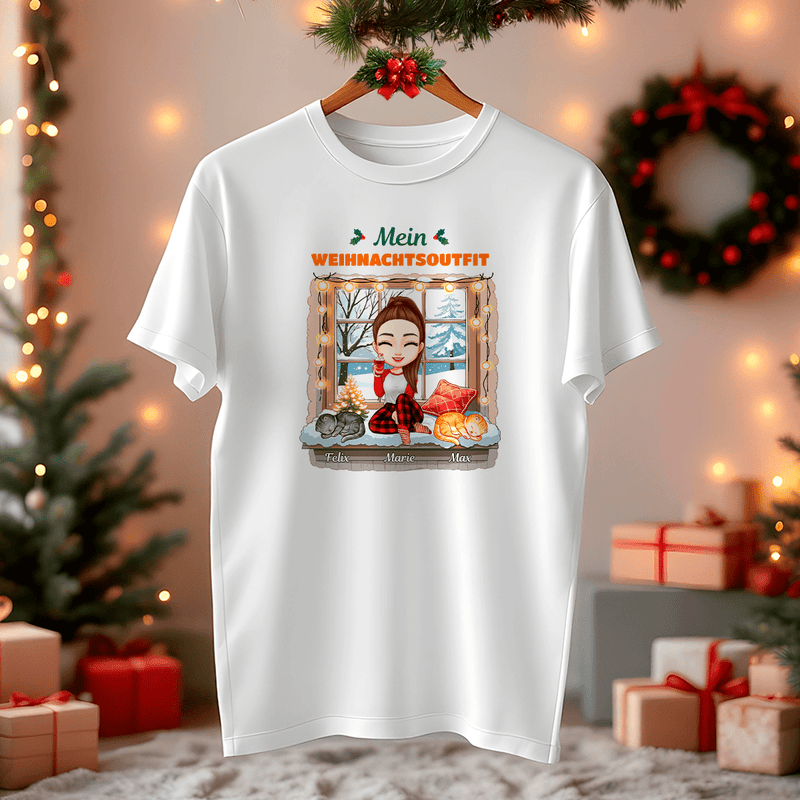 Bedrucktes Damen T-Shirt CLIPART MERRY CHRISTMAS - personalisiertes Geschenk für Frau - Adamell.de