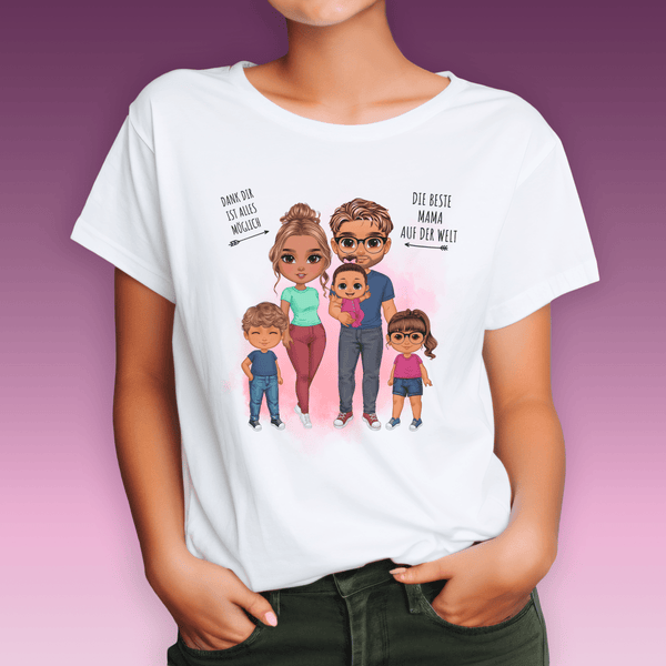 Bedrucktes Damen - T-Shirt DIE BESTE MAMA DER WELT - personalisiertes Geschenk für Mama - Adamell.de