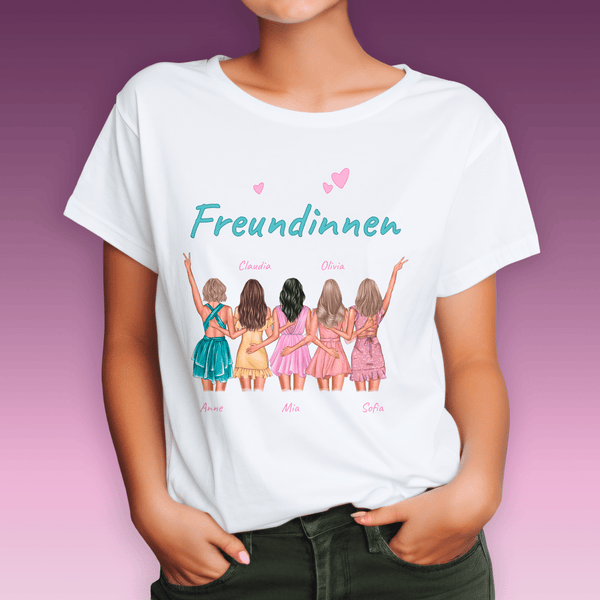 Bedrucktes Damen - T - Shirt FREUNDINNEN - personalisiertes Geschenk für Freundin - Adamell.de