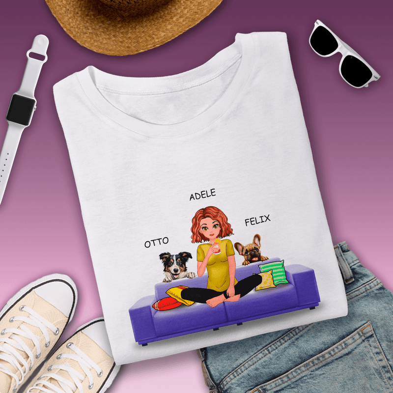 Bedrucktes Damen - T-Shirt GELIEBTE HUNDE - personalisiertes Geschenk für Hundebesitzer - Adamell.de