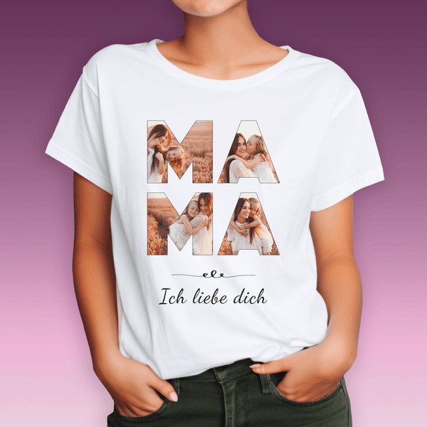 Bedrucktes Damen - T - Shirt Inschrift MAMA - personalisiertes Geschenk für Mama - Adamell.de