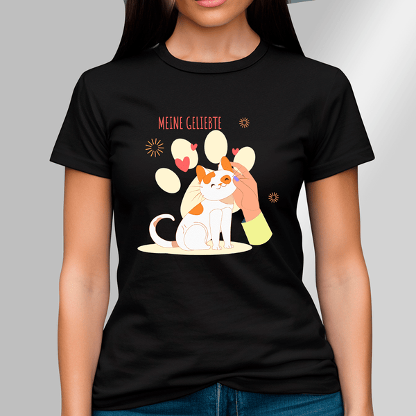 Bedrucktes Damen - T - Shirt KATZE - personalisiertes Geschenk für Katzenbesitzer - Adamell.de