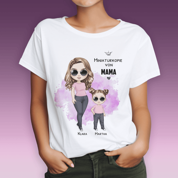 Bedrucktes Damen - T-Shirt KOPIE DER MUTTER - personalisiertes Geschenk für Tochter - Adamell.de