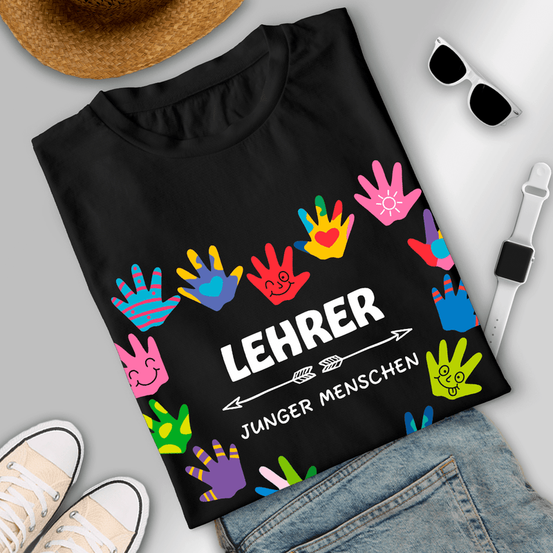 Bedrucktes Damen T - Shirt LEHRER JUNGER MENSCHEN - personalisiertes Geschenk für Lehrerin - Adamell.de