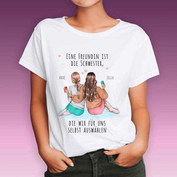 Bedrucktes Damen - T - Shirt MEINE FREUNDIN - personalisiertes Geschenk für Freundin - Adamell.de