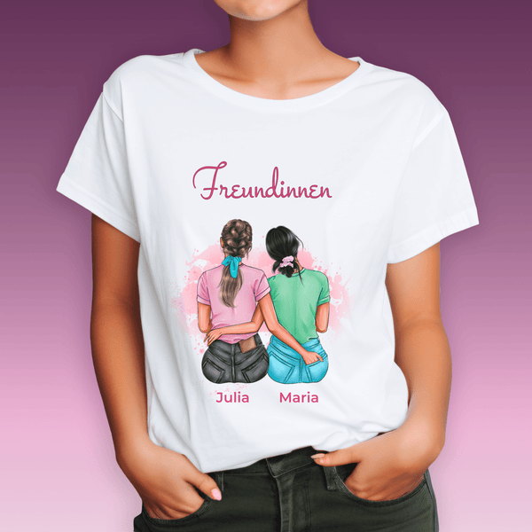 Bedrucktes Damen - T - Shirt MEINE FREUNDIN - personalisiertes Geschenk für Freundin - Adamell.de