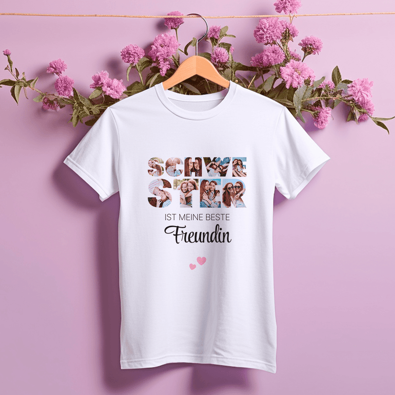 Bedrucktes Damen - T - Shirt SCHWESTER - personalisiertes Geschenk für Schwester - Adamell.de