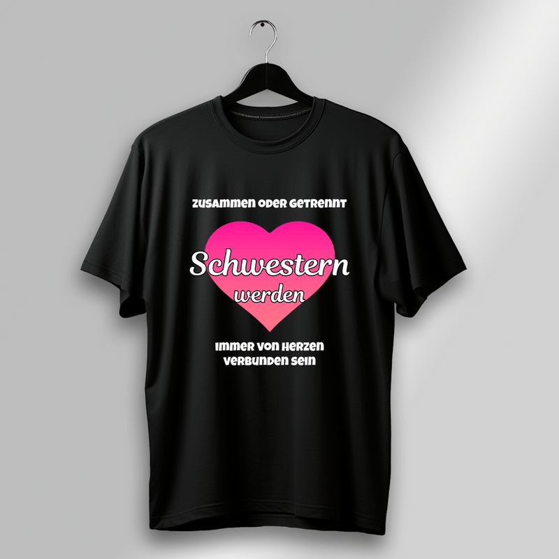 Bedrucktes Damen - T - Shirt SCHWESTERN IMMER - personalisiertes Geschenk für Schwester - Adamell.de