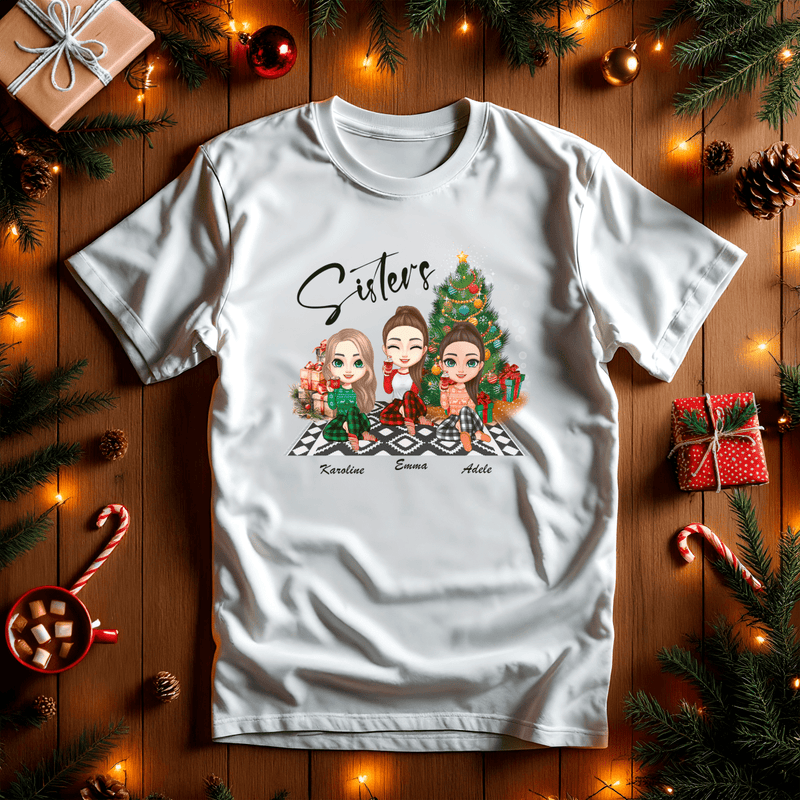 Bedrucktes Damen - T-Shirt SISTERS - personalisiertes Geschenk für Schwester - Adamell.de