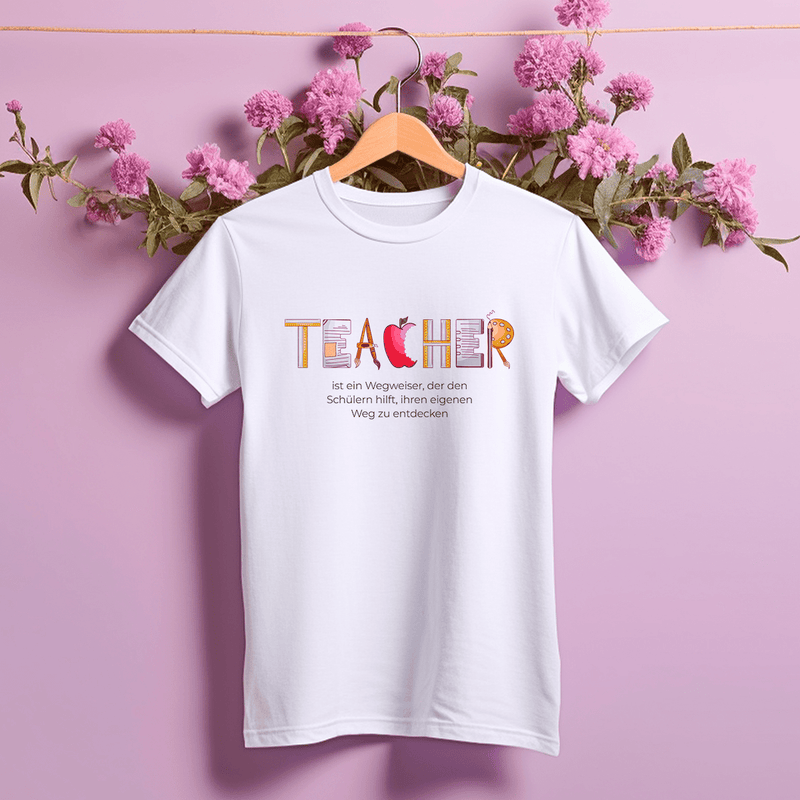 Bedrucktes Damen - T - Shirt TEACHER - personalisiertes Geschenk für Lehrer - Adamell.de