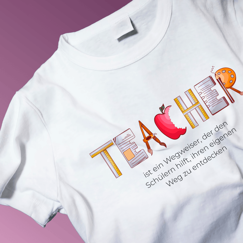 Bedrucktes Damen - T - Shirt TEACHER - personalisiertes Geschenk für Lehrer - Adamell.de