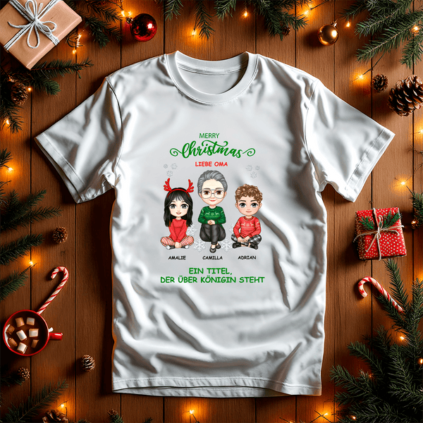 Bedrucktes Damen T-Shirt WEIHNACHTEN CLIPART OMA - personalisiertes Geschenk für Oma - Adamell.de