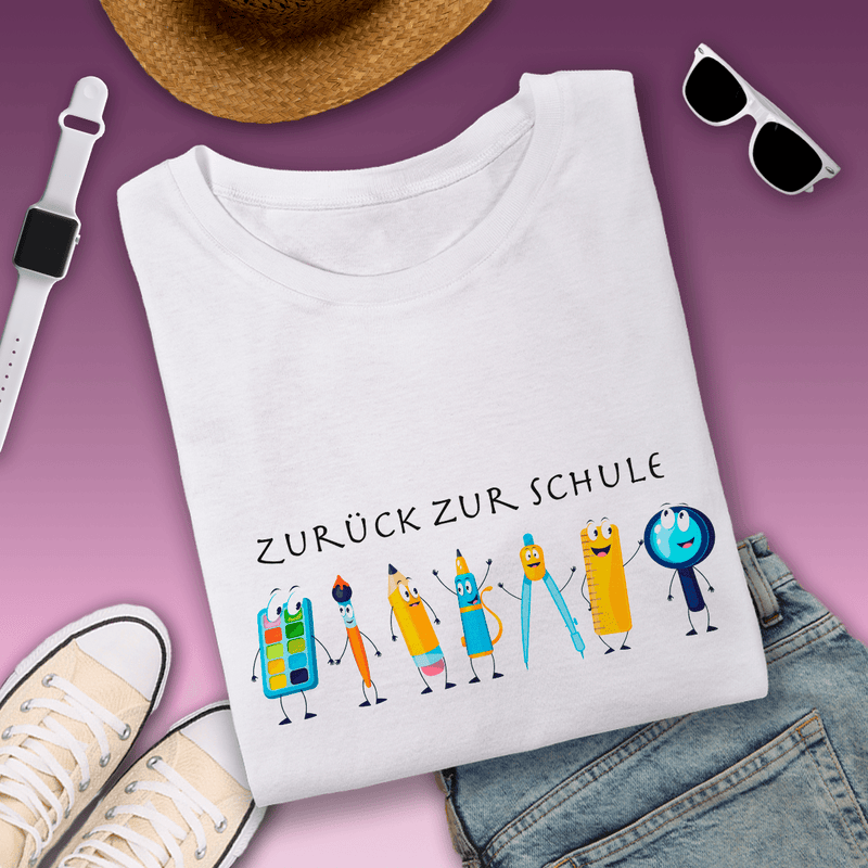 Bedrucktes Damen T - Shirt ZURÜCK ZUR SCHULE - personalisiertes Geschenk für Lehrer - Adamell.de