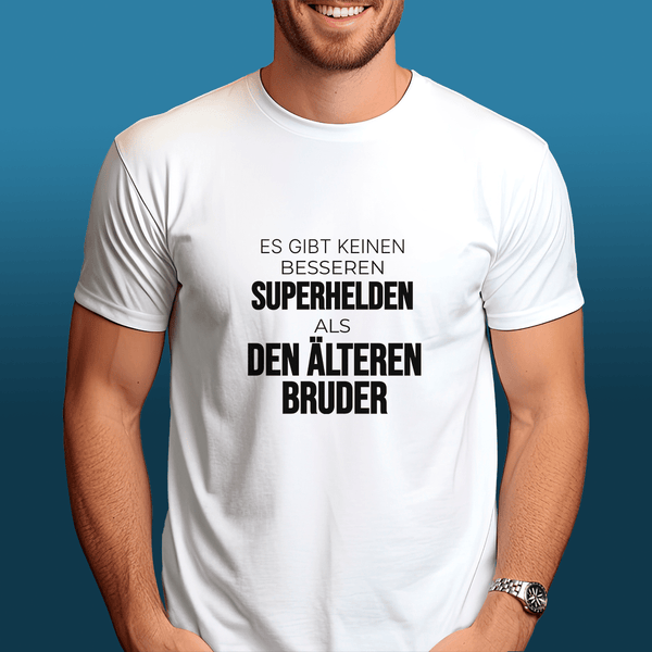 Bedrucktes Herren T - Shirt BRUDER - SUPERHELD - personalisiertes Geschenk für Bruder - Adamell.de