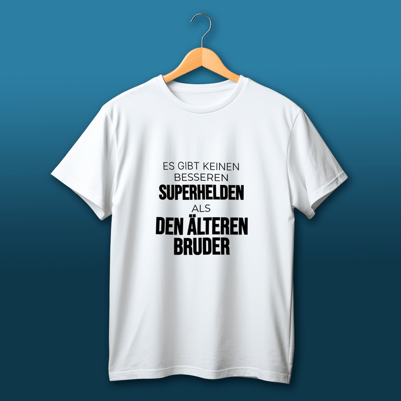 Bedrucktes Herren T - Shirt BRUDER - SUPERHELD - personalisiertes Geschenk für Bruder - Adamell.de