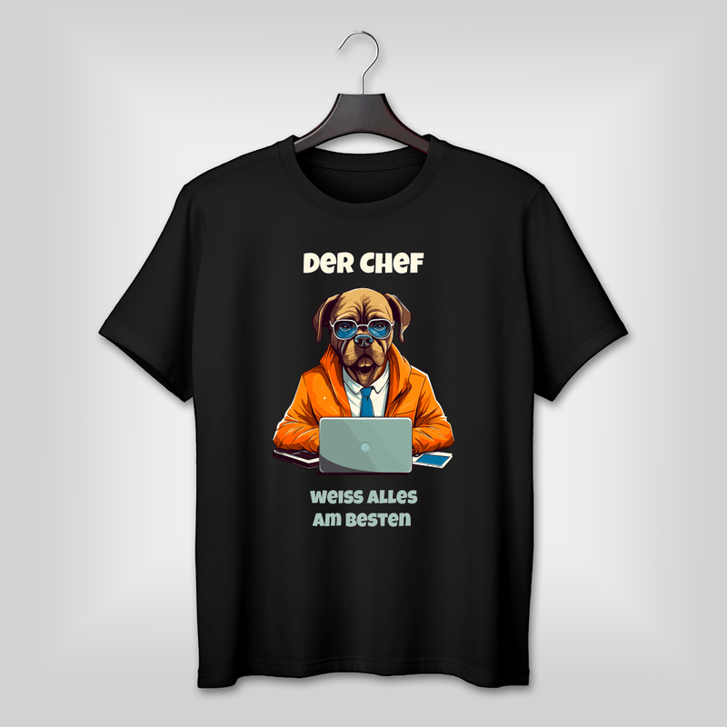 Bedrucktes Herren T - Shirt CHEF - personalisiertes Geschenk für Chef - Adamell.de